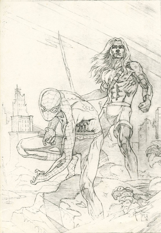 finished pencils for cover with spider-man and killraven